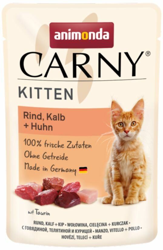 Carny Kitten hovězí, telecí+kuřecí, kapsička pro koťata 85g Animonda