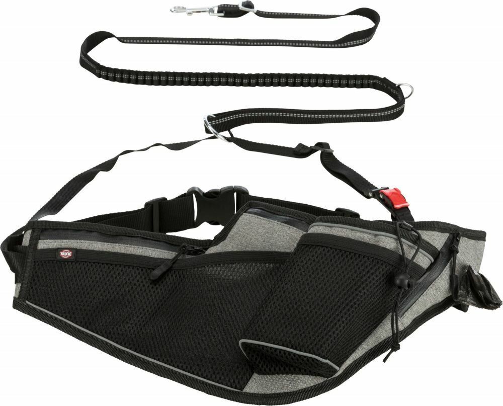 Joggingový pás s vodítkem, pás: 70-130 cm, vodítko 1.15-1.50 m, 20mm, šedá TRIXIE