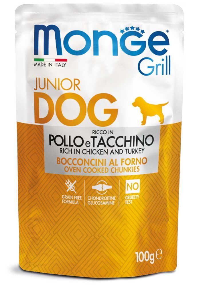 MONGE GRILL JUNIOR kapsička kuřecí s krůtou pro štěňata 100g