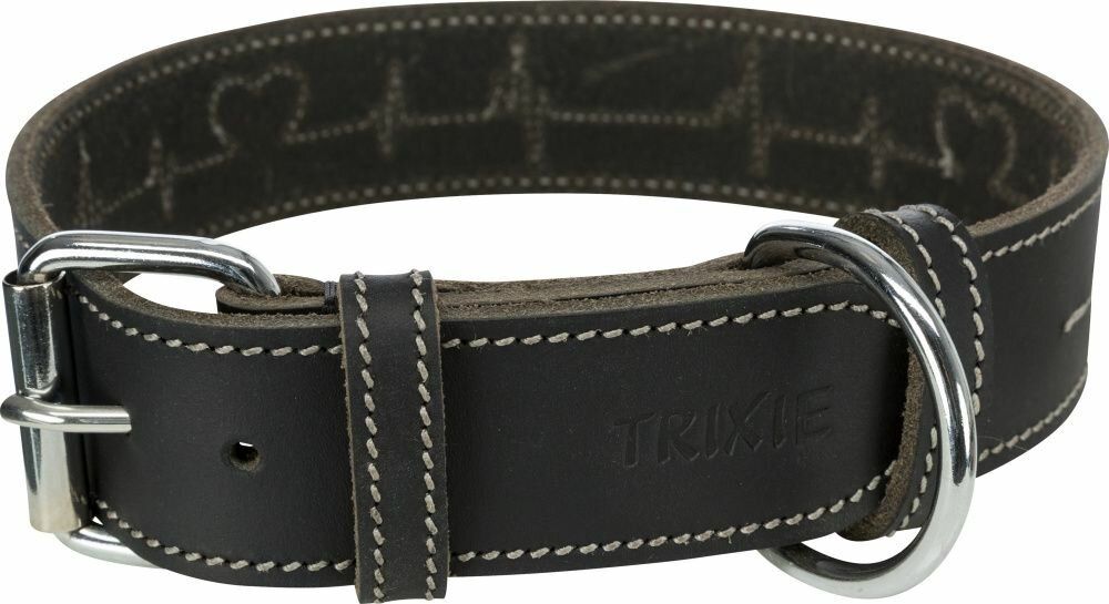 RUSTIC kožený obojek Heartbeat M:38-47cm/40mm - černá TRIXIE