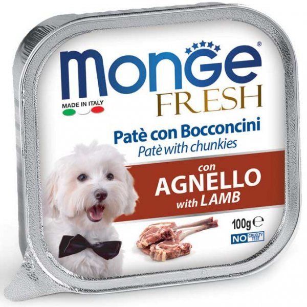 MONGE FRESH - paštika a kousky s jehněčím 100g pro psy