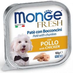 MONGE FRESH - paštika a kousky s kuřecím 100g pro psy