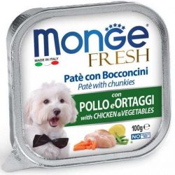 MONGE FRESH - paštika s kousky - kuře a zelenina 100g
