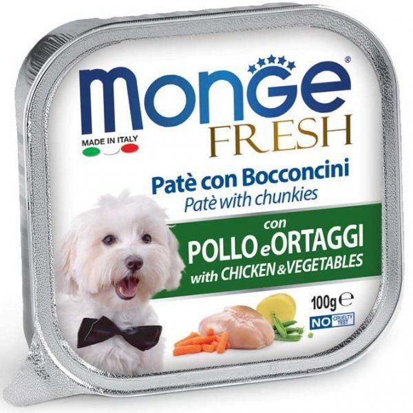 MONGE FRESH - paštika s kousky - kuře a zelenina 100g