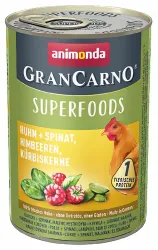 GRANCARNO Superfoods kuře,špenát,maliny,dýňová semínka 400 g pro psy