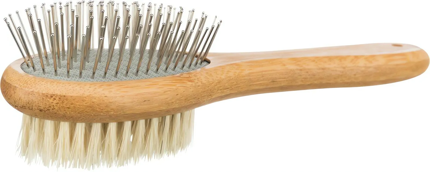 Kartáč oboustranný, přírodní štětiny / drátěné štětiny, bambus 6 x 22 cm TRIXIE
