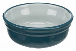 Set keramických misek v kovovém stojánku, 2 × 0.25 l/ø 13 cm, petrolejová/šedá TRIXIE