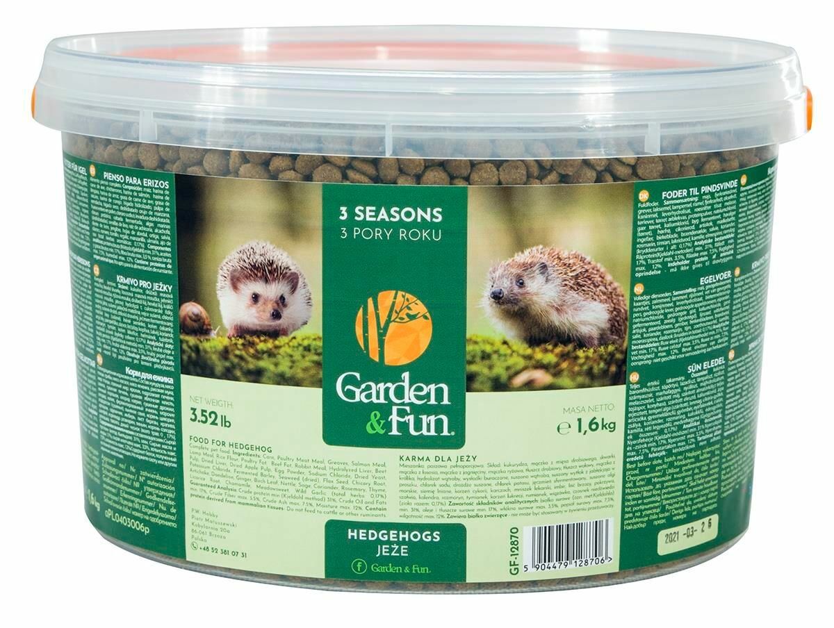 GARDEN FUN krmivo pro volně žijící ježky kyblík 1,6kg LOLO