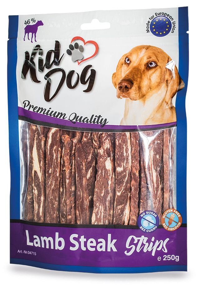 KIDDOG jehněčí steak v proužku 12/0,8 cm 250g