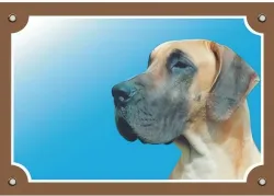 Barevná cedulka Pozor pes, Doga německá Dafiko