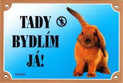 Barevná cedulka Pozor pes, Králík