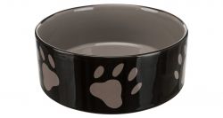 Keramická miska 1,4l/20cm - hnědá/tmavě šedá + motiv tlapky TRIXIE