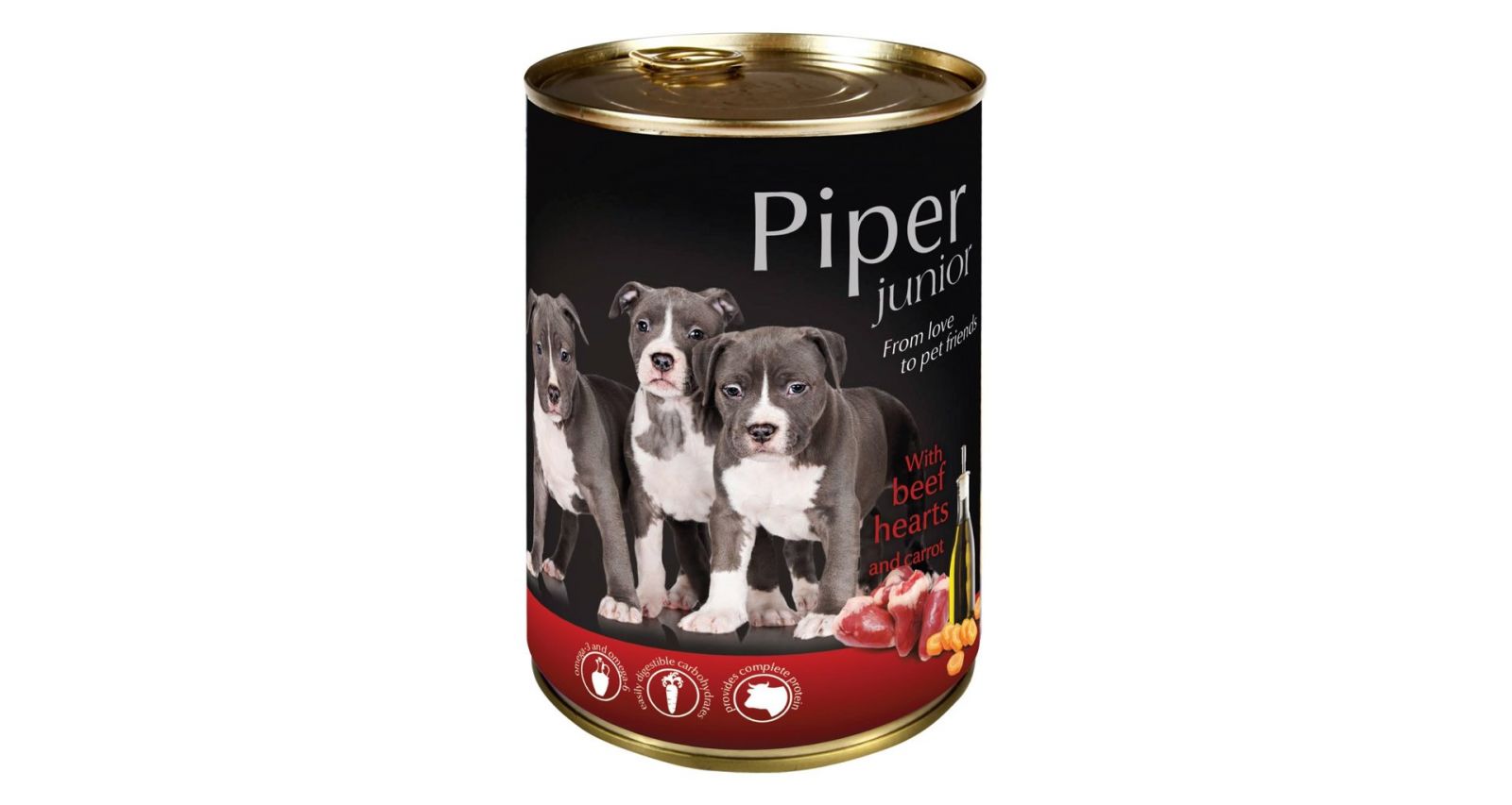 PIPER JUNIOR s hovězím srdcem a mrkví, konzerva pro štěňata 400g