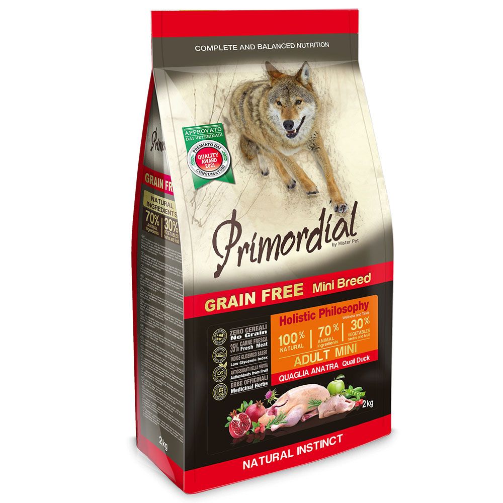 PRIMORDIAL Dog Adult Mini Quail & Duck 2kg