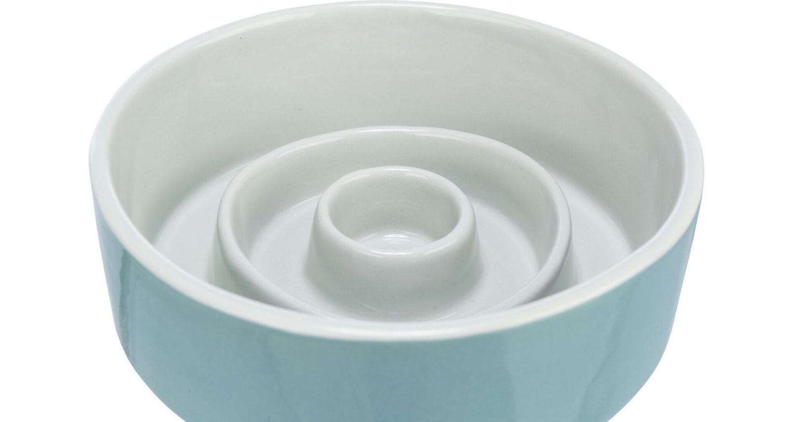 Keramická miska k pomalému krmení, kruhy, 0,45l / 14cm, šedomodrá