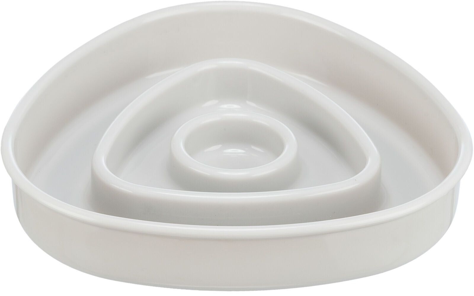 Miska k pomalému krmení, design triangl, 0,35l/15 ×15 cm, plast/TPR, šedá TRIXIE