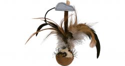 Squieky míček s peřím a myškou 15 cm
