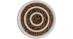 Miska k pomalému krmení, design kruhy, 0,45 l/ø 23 cm, plast/TPR, šedá