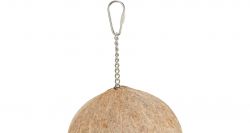 Závěsná přírodní hračka pro papoušky, kokos/banánové listy, 37 cm
