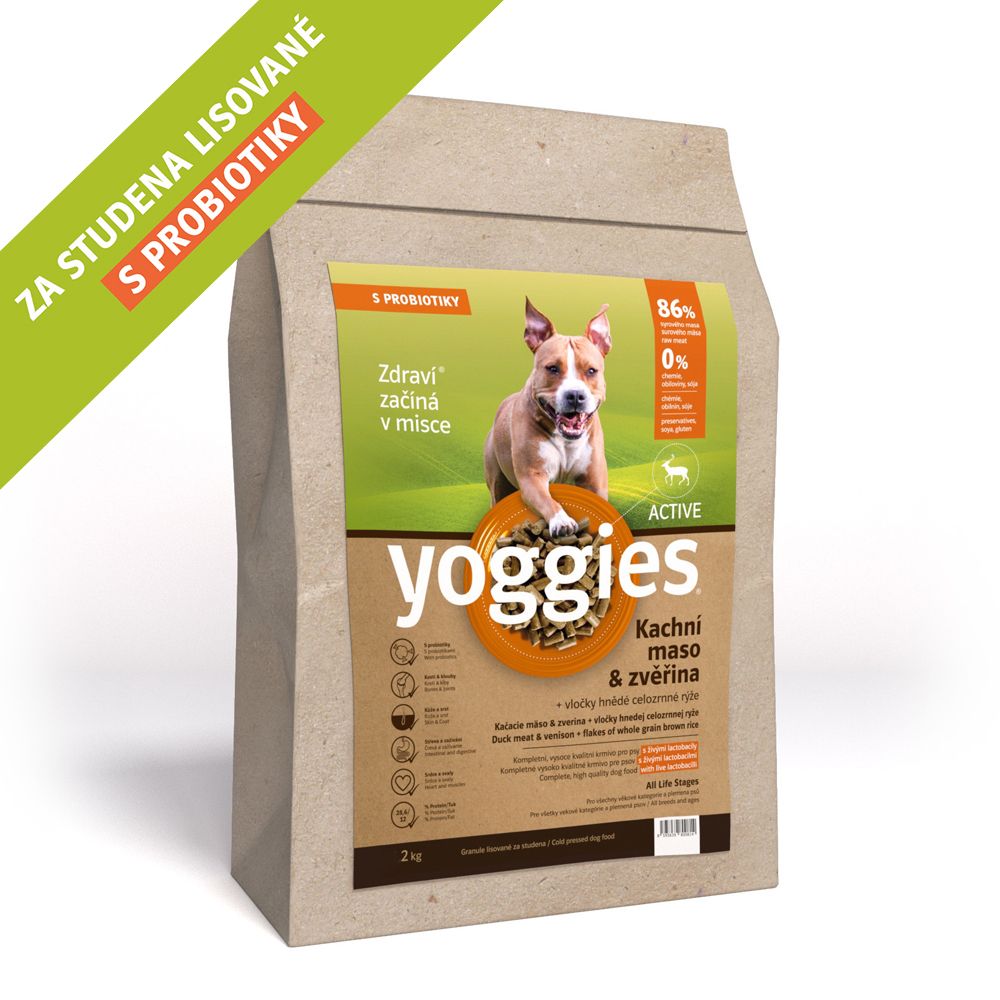 YOGGIES Dog Active Kachna a zvěřina 2kg