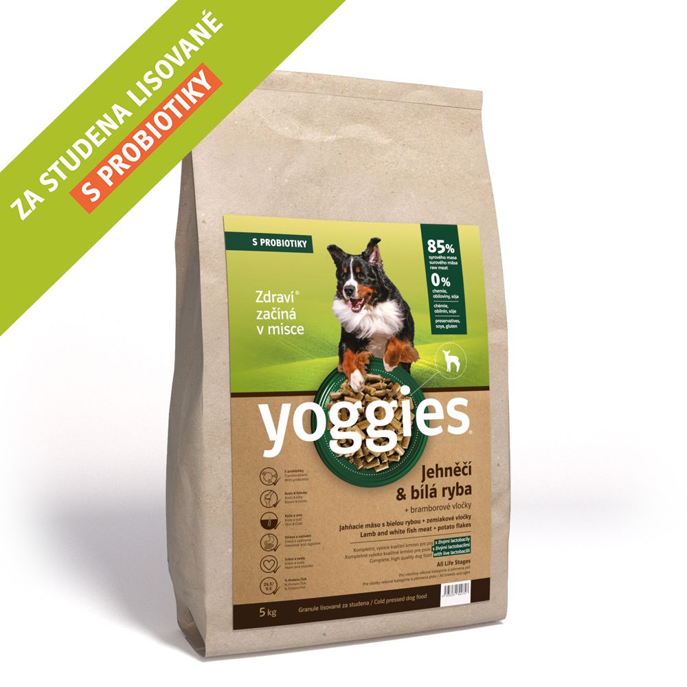 YOGGIES Dog Jehněčí a bílá ryba 5kg