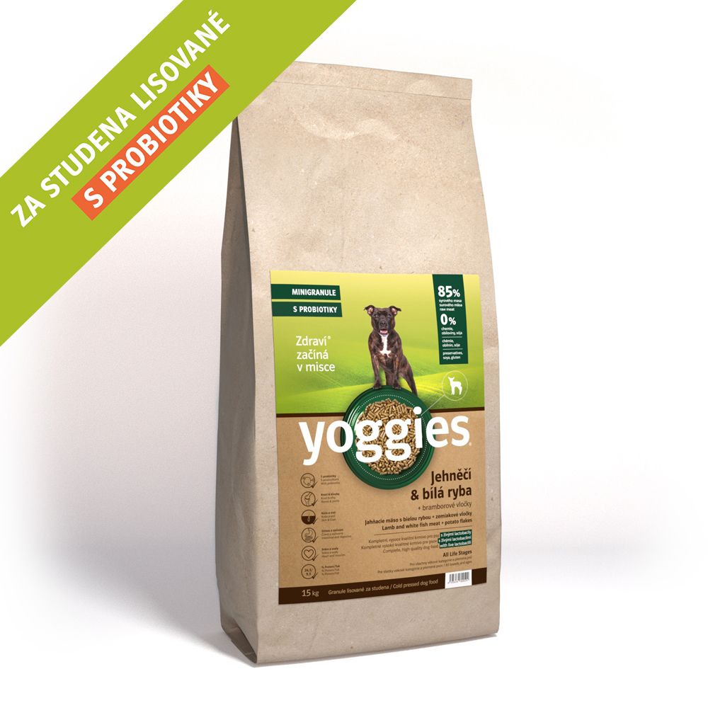 YOGGIES Dog Mini Jehněčí a bílá ryba 15kg