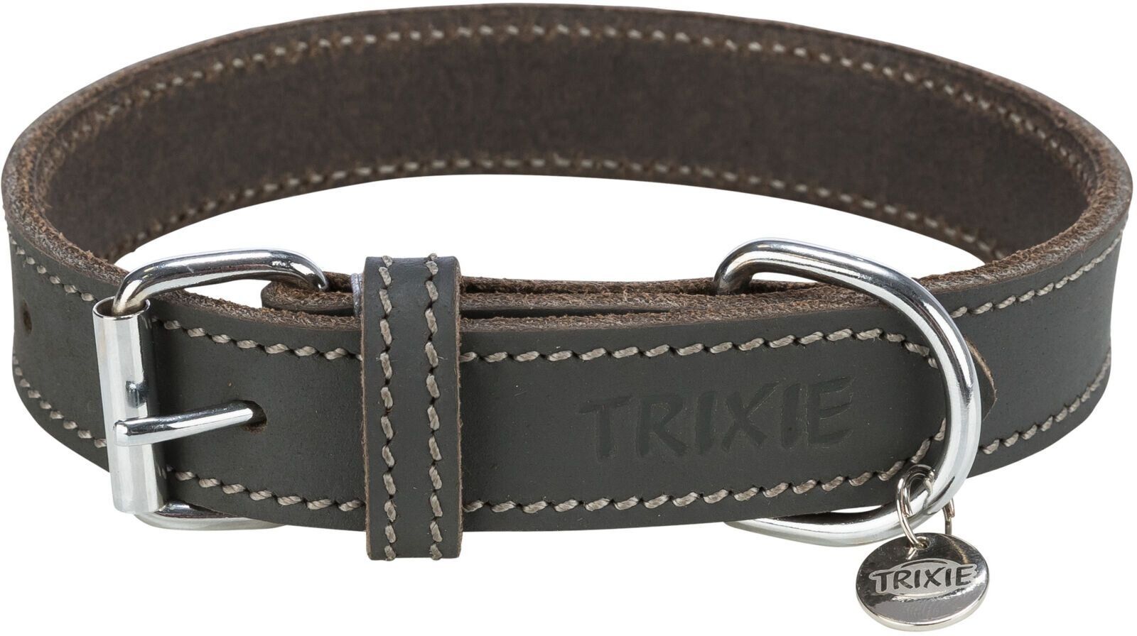 Obojek RUSTIC kožený, M: 37-44 cm/ 25 mm, šedá TRIXIE