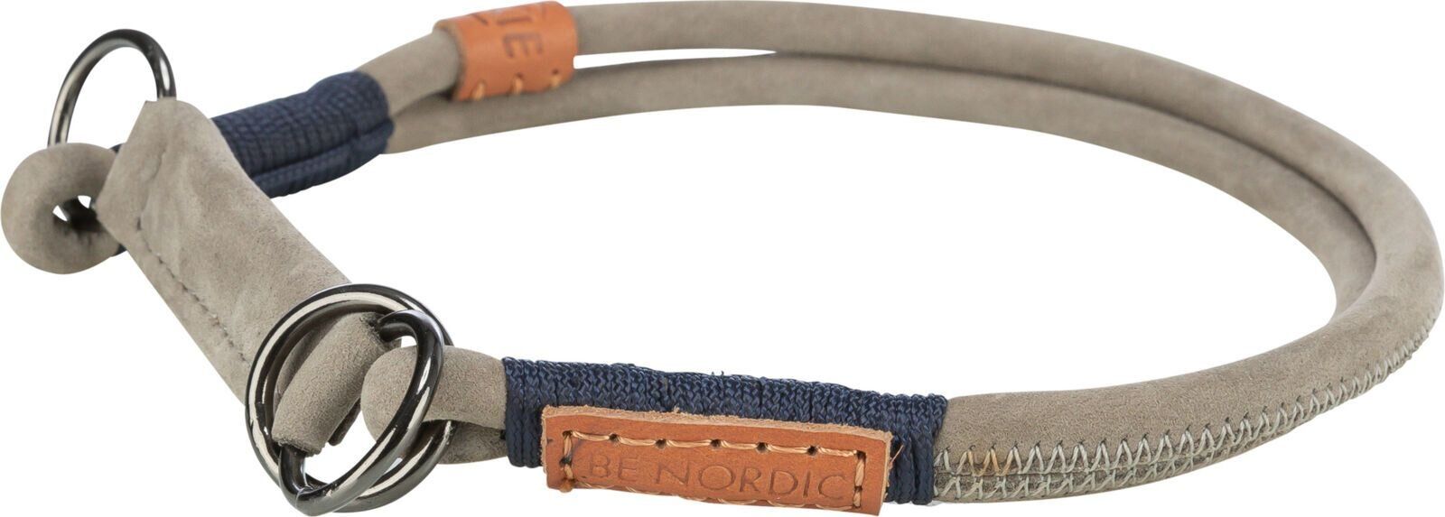 BE NORDIC kulatý polostahovací kožený obojek, S-M: 40 cm/8 mm, šedá TRIXIE