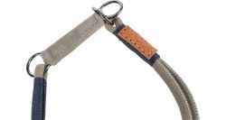 BE NORDIC kulatý polostahovací kožený obojek, S-M: 40 cm/8 mm, šedá TRIXIE