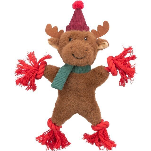 Xmas REINDEER - vánoční sob 32 cm, píská/šustí, plyš/lano TRIXIE