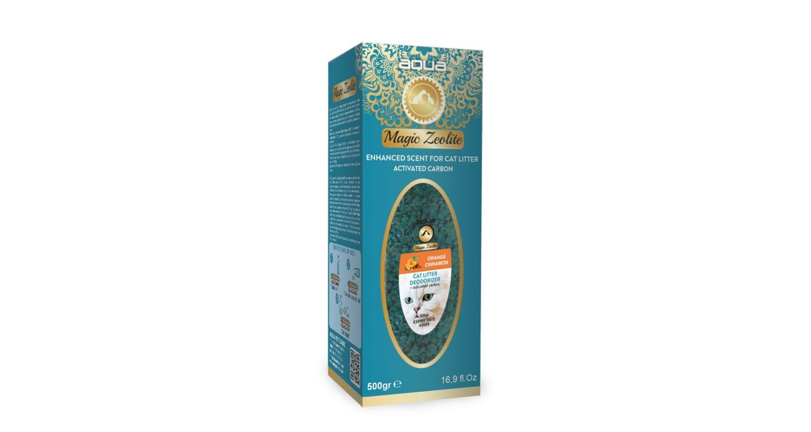 AQUA Magic Zeolite ORANGE & CINNAMON - granulovaný deodorant pro kočičí WC, 500 g