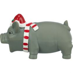 Xmas PIG - vánoční latexové prasátko, 16 cm, výplň polyester, šedá TRIXIE