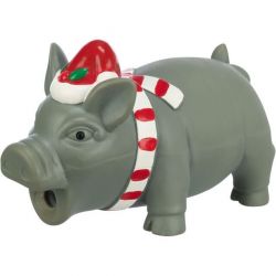 Xmas PIG - vánoční latexové prasátko, 16 cm, výplň polyester, šedá TRIXIE