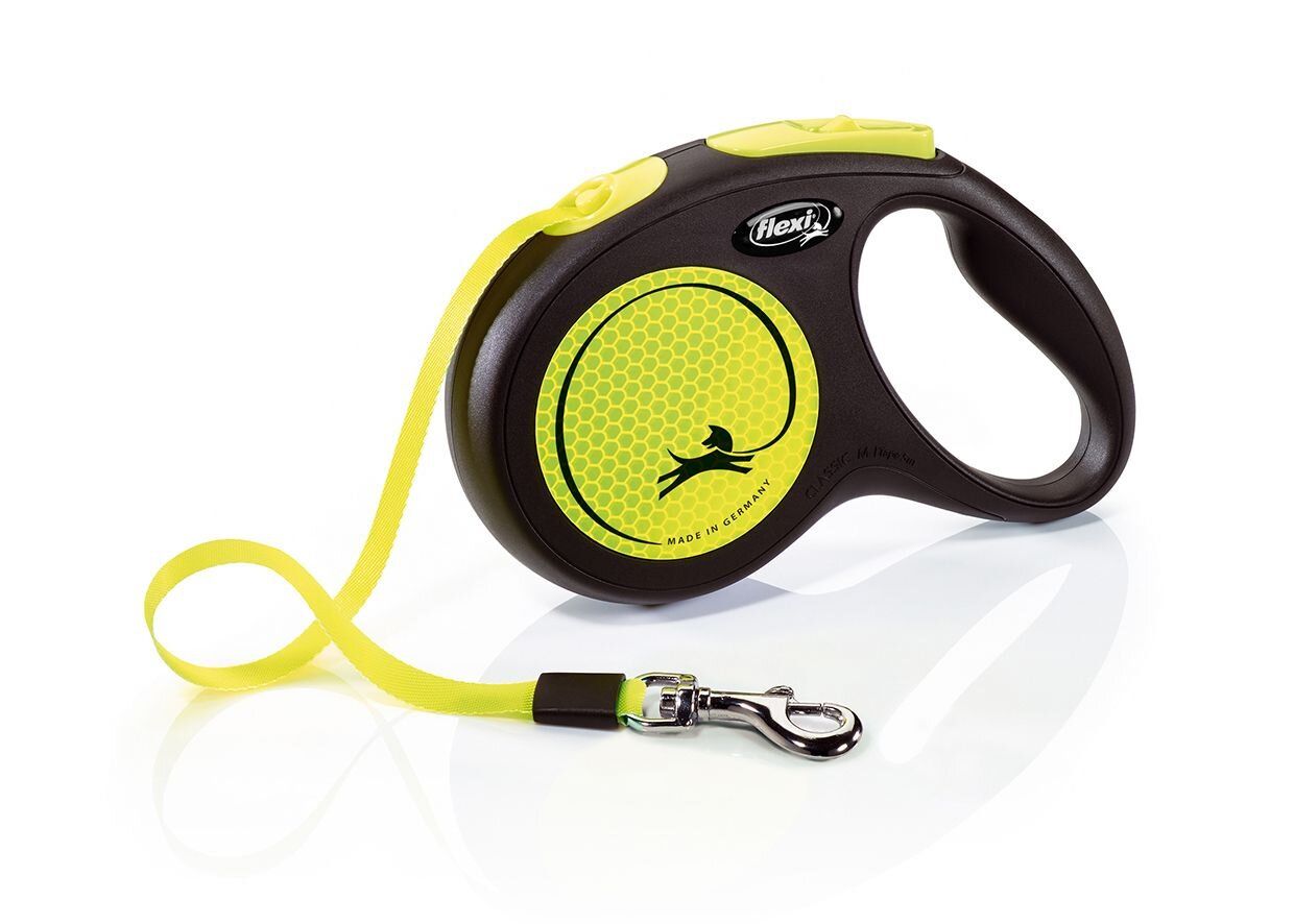 Flexi New Neon M pásek 5 m, max. 25 kg, žlutá