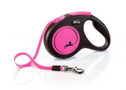 Flexi New Neon M pásek 5 m, max.25 kg, růžová