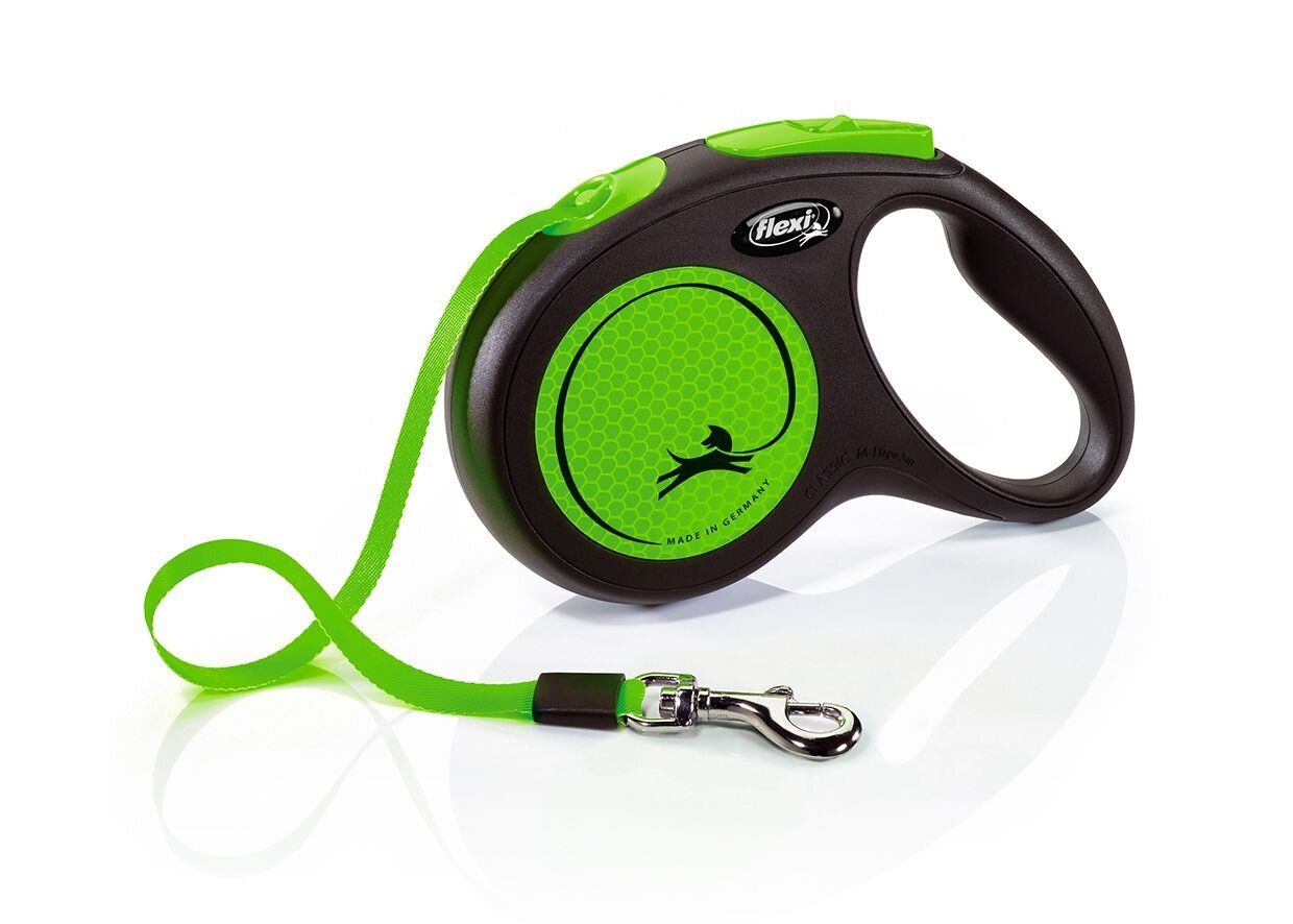 Flexi New Neon S pásek 5 m, max.15 kg, zelená