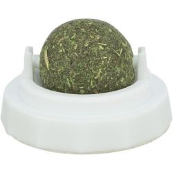 Kulička Catnipu v samolepícím držáku, 5 cm, bílá/zelená