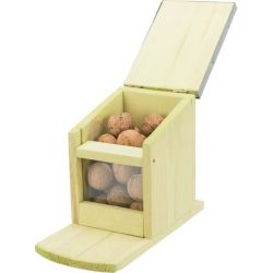 Krmná stanice pro veverky 12 x18 x 24 cm, přírodní borové dřevo/kov TRIXIE