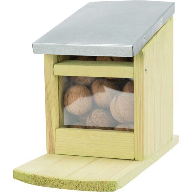 Krmná stanice pro veverky 12 x18 x 24 cm, přírodní borové dřevo/kov TRIXIE
