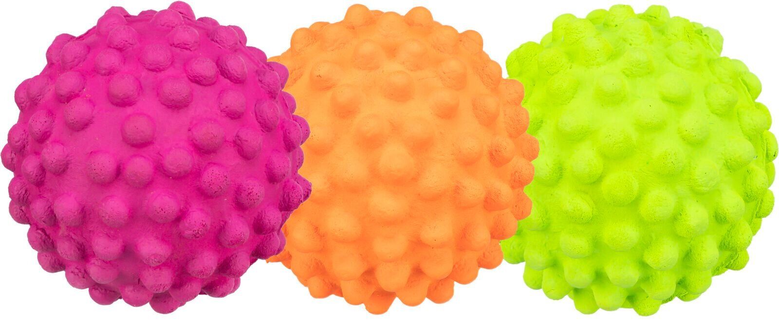 Neonový míč se špuntíky mechová guma 7cm TRIXIE