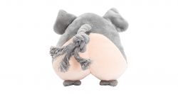 Plyšový 2D slon se zvukem, bavlněné lano, 16 cm, šedá, HipHop HipHop Dog