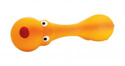 Psík ležící - tvar činky, se zvukem, 22 cm, latex, oranžová, HipHop HipHop Dog