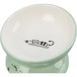Keramická miska vyvýšená s motivem kočky, ergonomický tvar, 0,15 l / 13 cm, šalvěj/bílá TRIXIE
