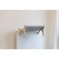 Hammock, lehátko pro kočky do 12 kg, 47 x 24 x 38 cm, dřevo/plyš, šedá TRIXIE