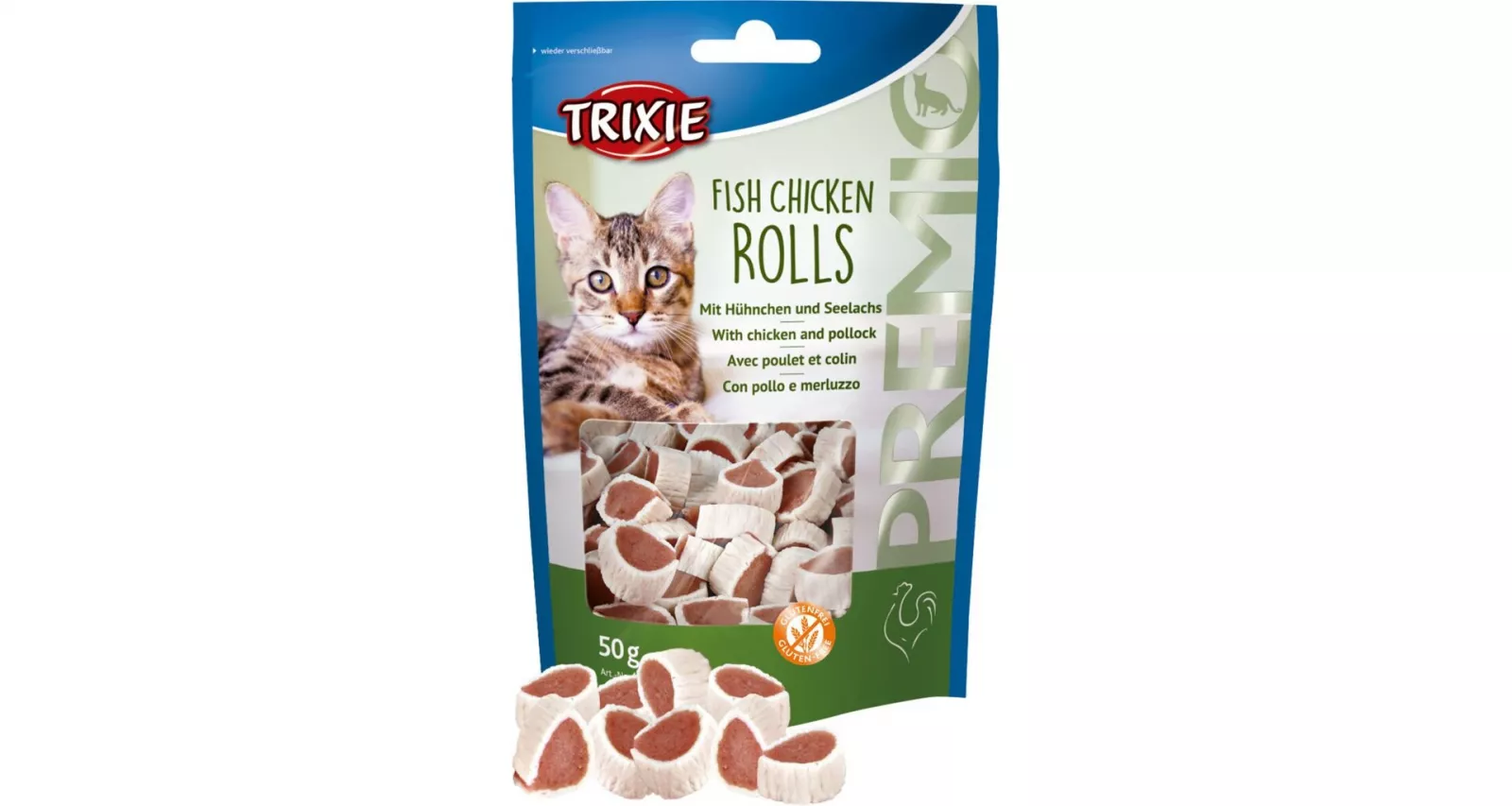 Premio ROLLS Light - rolky kuře - losos 50g TRIXIE
