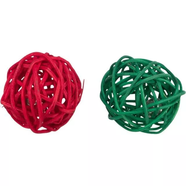 Xmas Balls - set 2 kuliček pro hlodavce, s rolničkami, 4 cm TRIXIE