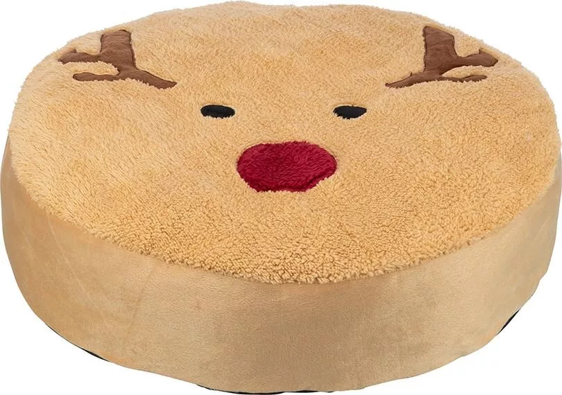 Xmas Cushion Moose - vánoční kulatý polštář sob, 60 cm, fleece/plyš, světlehnědá TRIXIE