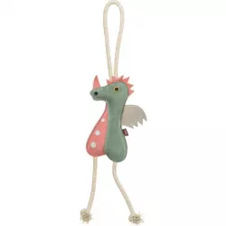 Dragon - dráček na laně, 55 cm, hračka pro psy, 100% pravá kůže/lano, zelená