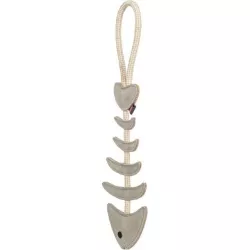 FishBone - rybí kost na laně, 43 cm, hračka pro psy, 100% pravá kůže/lano, šedá TRIXIE