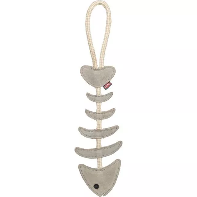 FishBone - rybí kost na laně, 43 cm, hračka pro psy, 100% pravá kůže/lano, šedá TRIXIE